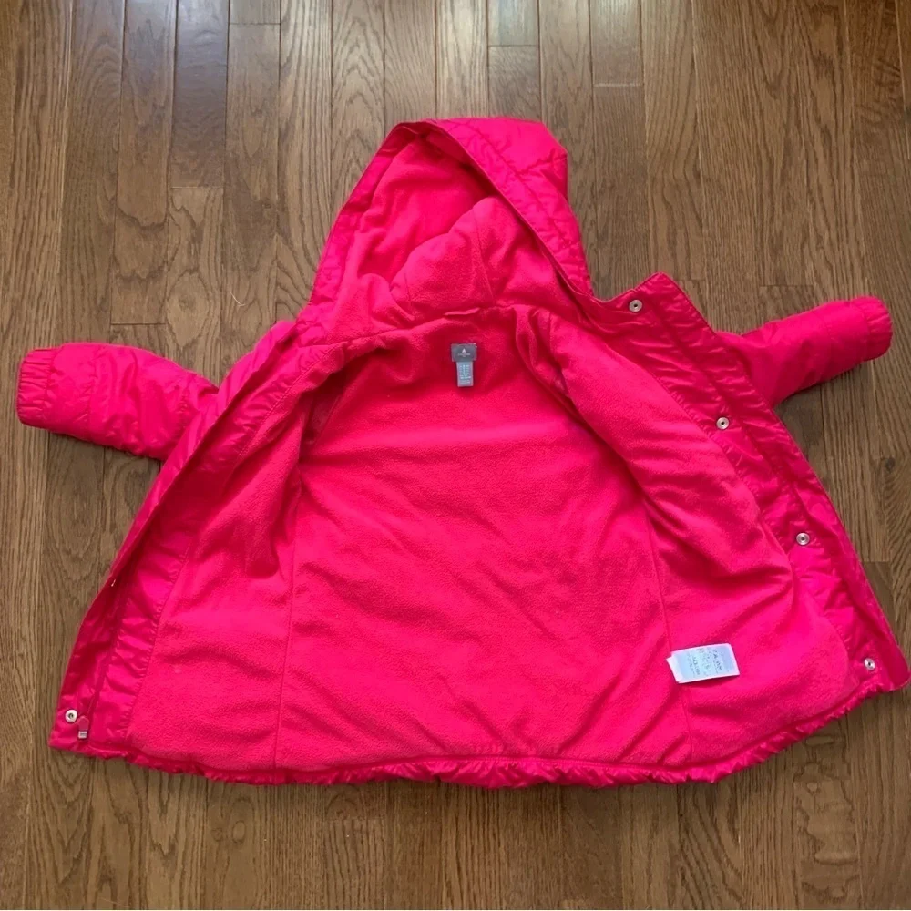 NFS. Gap girls bright pink fuchsia puffer winter jacket coat with hood size 5